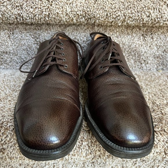 Salvatore Ferragamo Men\'s Brown Brown Pebbled Leather Oxford Shoes - main image 9